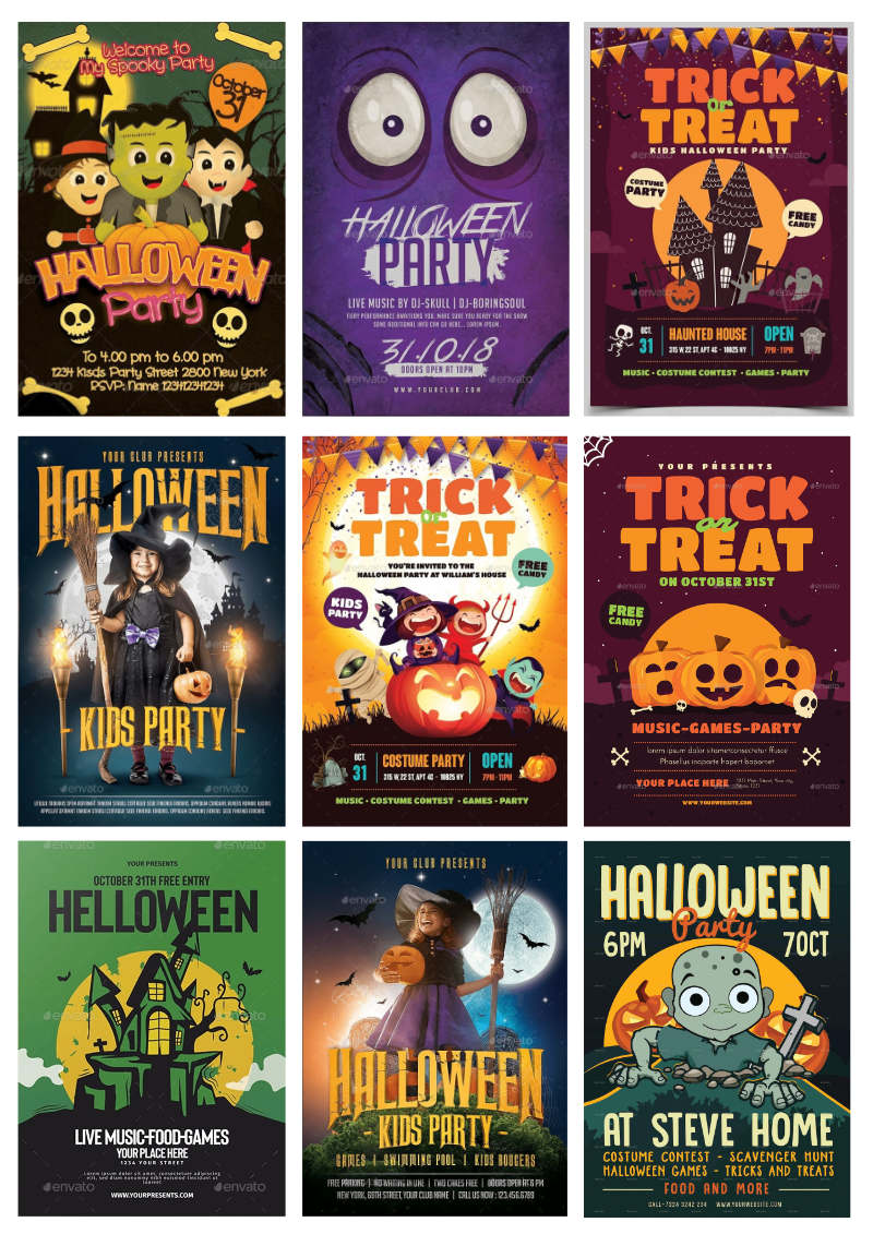 Grafica design per poster festa di bambini halloween